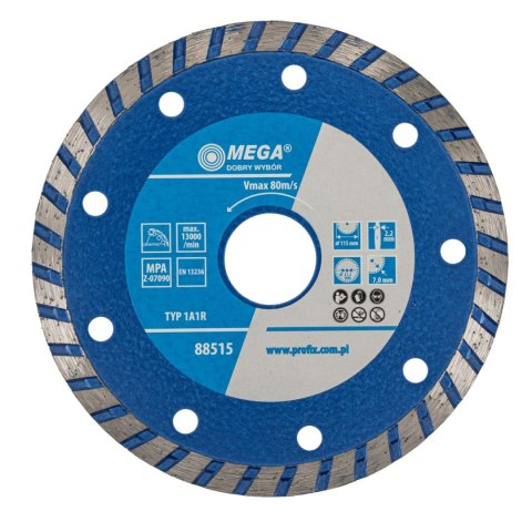 Tarcza diamentowa turbo (mat.bud) 115*2.2*7.0*22.2 Tarcza diamentowa turbo (mat.bud) 115*2.2*7.0*22.2