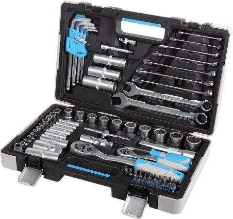 Zestaw 91 szt. nasadki 1/2" 1/4", bity, klucze crv Zestaw 91 szt. nasadki 1/2" 1/4", bity, klucze crv