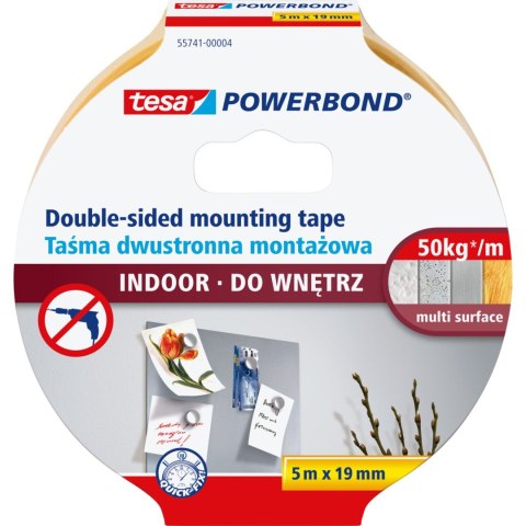 Taśma montażowa powerbond przezroczysta do wnętrz 5m:19mm Taśma montażowa powerbond przezroczysta do wnętrz 5m:19mm