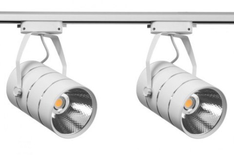 Lampa sklepowa led reflektor szynowy jednofazowy biały metalowy 30w 2550 lm światło ciepłe 3000k Lampa sklepowa led reflektor szynowy jednofazowy biały metalowy 30w 2550 lm światło ciepłe 3000k