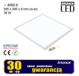 Panel led 60x60 36w lampa sufitowa kaseton 4000k neutralny + ramka natynkowa