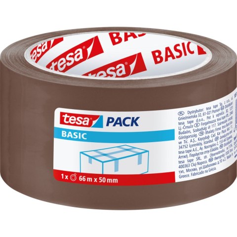 Taśma pakowa basic 66m:50mm, brązowa Taśma pakowa basic 66m:50mm, brązowa