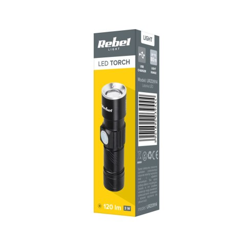 Latarka aluminiowa 3W (ZOOM, wtyk USB) Latarka aluminiowa 3W (ZOOM, wtyk USB)