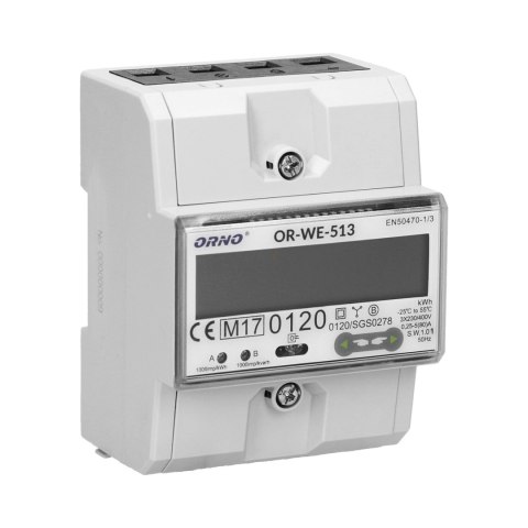 3-fazowy licznik energii elektrycznej, 80A, MID, 3 moduły, DIN TH-35mm 3-fazowy licznik energii elektrycznej, 80A, MID, 3 moduły, DIN TH-35mm