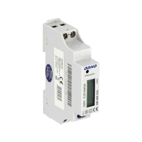 1-fazowy licznik energii elektrycznej, 40A, MID, wyjście impulsowe, podświetlenie, 1 moduł, DIN TH-35mm 1-fazowy licznik energii elektrycznej, 40A, MID, wyjście impulsowe, podświetlenie, 1 moduł, DIN TH-35mm