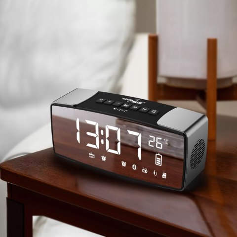 Radiobudzik bluetooth GreenBlue, FM, aux-in, 6W, temperatura, alarm, zegar, akumulator 2200mAh, GB200 Radiobudzik bluetooth GreenBlue, FM, aux-in, 6W, temperatura, alarm, zegar, akumulator 2200mAh, GB200