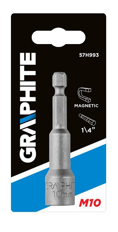 Nasadka magnetyczna 10 x 65 mm, trzpień 1/4" Nasadka magnetyczna 10 x 65 mm, trzpień 1/4"