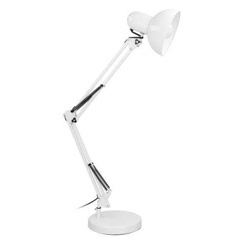 DEON, lampa biurkowa, 60W, E27, wysoka, stal, biała DEON, lampa biurkowa, 60W, E27, wysoka, stal, biała