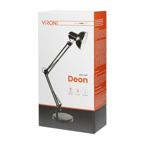 DEON, lampa biurkowa, 60W, E27, wysoka, stal, biała DEON, lampa biurkowa, 60W, E27, wysoka, stal, biała