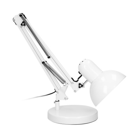 DEON, lampa biurkowa, 60W, E27, wysoka, stal, biała DEON, lampa biurkowa, 60W, E27, wysoka, stal, biała