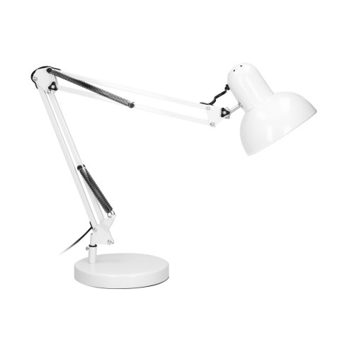 DEON, lampa biurkowa, 60W, E27, wysoka, stal, biała DEON, lampa biurkowa, 60W, E27, wysoka, stal, biała