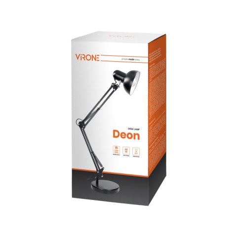 DEON, lampa biurkowa, 60W, E27, wysoka, stal, czarna DEON, lampa biurkowa, 60W, E27, wysoka, stal, czarna