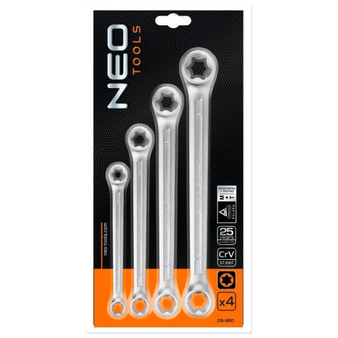 Klucze oczkowe Torx T6-T24, zestaw 4 szt. Klucze oczkowe Torx T6-T24, zestaw 4 szt.
