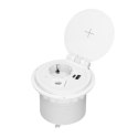 Gniazdo meblowe ?8cm wpuszczane w blat z ładowarką indukcyjną, ładowarką USB z 2 gniazdami A i C, przelotką kablową z przewodem 