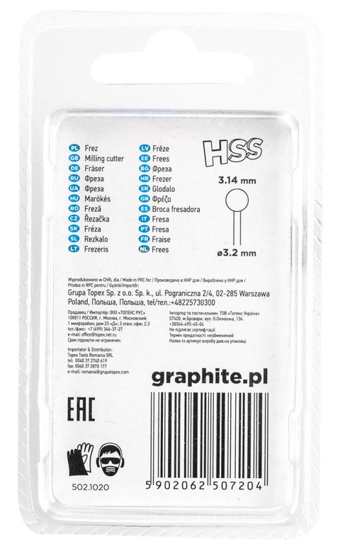 Frez HSS kula 3.14 mm, trzpień 3.2 mm, 2 szt. Frez HSS kula 3.14 mm, trzpień 3.2 mm, 2 szt.