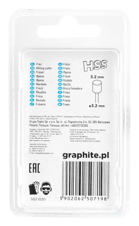 Frez HSS walec 3.2 mm, trzpień 3.2 mm, 2 szt. Frez HSS walec 3.2 mm, trzpień 3.2 mm, 2 szt.
