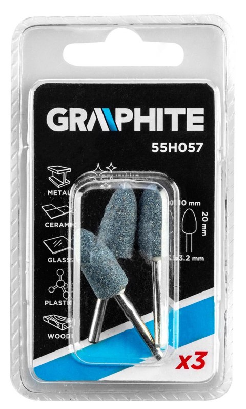 Kamień szlifierski pocisk 10 x 20 mm, trzpień 3.2 mm, 3 szt. Kamień szlifierski pocisk 10 x 20 mm, trzpień 3.2 mm, 3 szt.