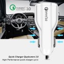Ładowarka samochodowa Maclean, Qualcomm Quick Charge, QC 3.0 - 5V/3A, 9V/1.8A, 12V/1.6A, Gniazdo 5V/3.1A, Biała, MCE478 W