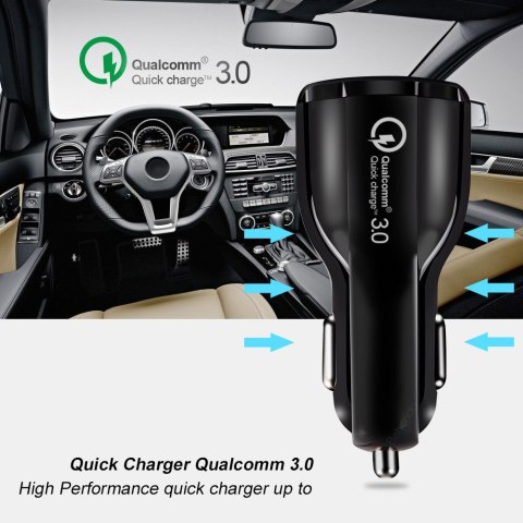 Ładowarka samochodowa Maclean, Qualcomm Quick Charge, QC 3.0 - 5V/3A, 9V/1.8A, 12V/1.6A, Gniazdo 5V/3.1A, Czarna, MCE478 B Ładowarka samochodowa Maclean, Qualcomm Quick Charge, QC 3.0 - 5V/3A, 9V/1.8A, 12V/1.6A, Gniazdo 5V/3.1A, Czarna, MCE478 B