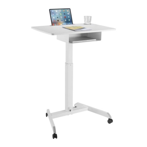 Biurko stolik do laptopa Maclean, regulacja wysokości, z szufladą, biały do pracy stojąco siedzącej, max wys 113cm - 8kg max, MC Biurko stolik do laptopa Maclean, regulacja wysokości, z szufladą, biały do pracy stojąco siedzącej, max wys 113cm - 8kg max, MC