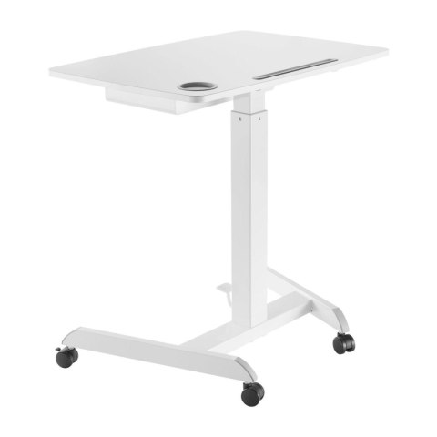 Biurko stolik do laptopa Maclean, regulacja wysokości, z szufladą, biały do pracy stojąco siedzącej, max wys 113cm - 8kg max, MC Biurko stolik do laptopa Maclean, regulacja wysokości, z szufladą, biały do pracy stojąco siedzącej, max wys 113cm - 8kg max, MC