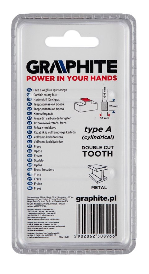 Frez do metalu HM, typ A (walcowy), 10 x 25 mm, trzpień 6 x 45 mm Frez do metalu HM, typ A (walcowy), 10 x 25 mm, trzpień 6 x 45 mm