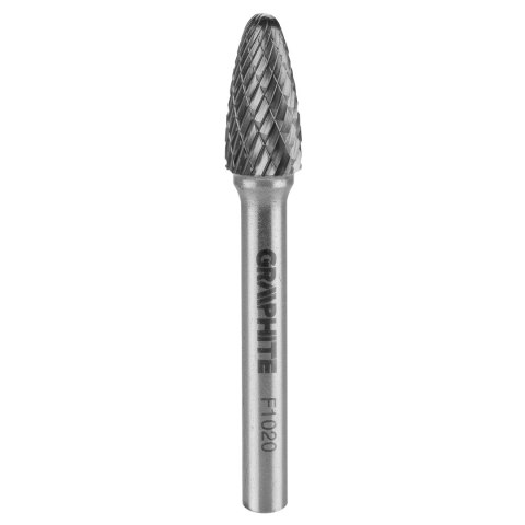 Frez do metalu HM, typ F (ostrołukowy zaokrąglony), 10 x 20 mm, trzpień 6 x 45 mm Frez do metalu HM, typ F (ostrołukowy zaokrąglony), 10 x 20 mm, trzpień 6 x 45 mm