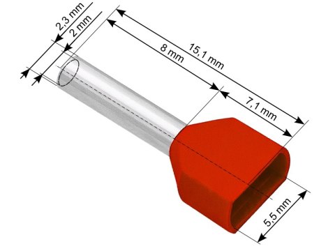 43-085# Konektor izolowany tulejka 2x1,0/8 czerwona