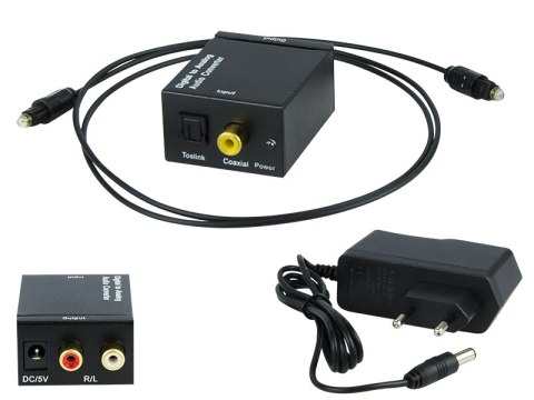 91-200# Konwerter optyczny toslink dac na 2xrca z zasilaczem 91-200# Konwerter optyczny toslink dac na 2xrca z zasilaczem