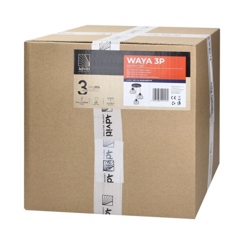 WAYA lampa wisząca, moc max. 3x60W, E27, czarna WAYA lampa wisząca, moc max. 3x60W, E27, czarna