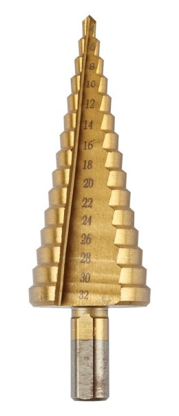 Wiertła stopniowe: 4-12, 4-20, 4-32 mm, TiN, zestaw 3 szt.