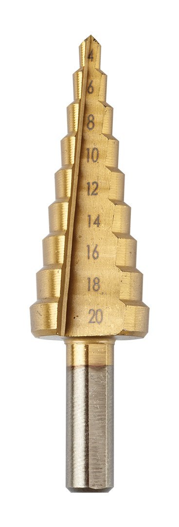 Wiertła stopniowe: 4-12, 4-20, 4-32 mm, TiN, zestaw 3 szt. Wiertła stopniowe: 4-12, 4-20, 4-32 mm, TiN, zestaw 3 szt.