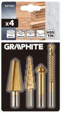 Wiertła stopniowe 4-12 mm, rozwiertak 12,4 mm, frezowiertło 6x90 mm, pogłębiacz stożkowy 8-20 mm,TiN