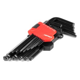 Klucze imbusowe hex z kulką długie imbusy zestaw crv czarne 13 szt. amio-04304