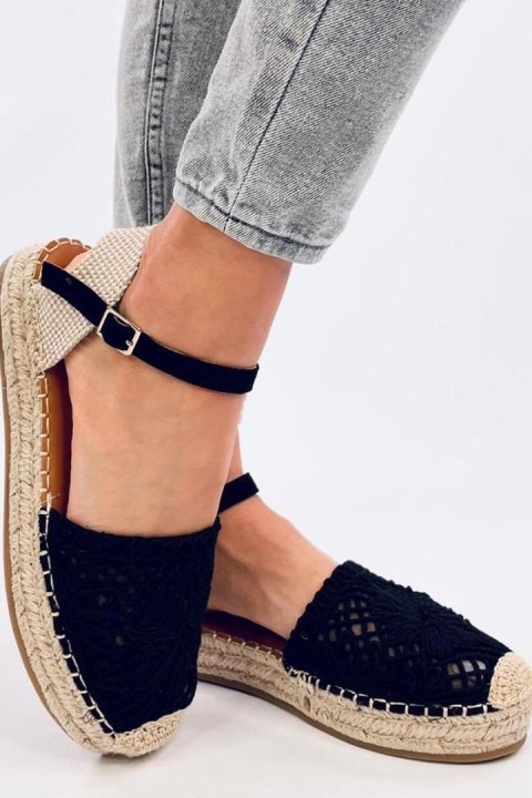 Sandałki ażurowe espadryle PREMAT BLACK - Inello Inello Sandałki ażurowe espadryle PREMAT BLACK - Inello Inello