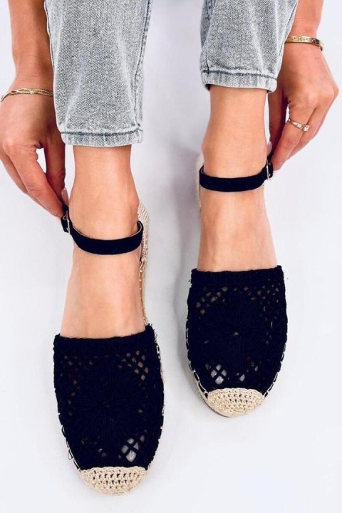 Sandałki ażurowe espadryle PREMAT BLACK - Inello Inello Sandałki ażurowe espadryle PREMAT BLACK - Inello Inello
