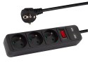 98-774# Przedłużacz sieciowy pr-370wsp/usb 3-gniazda+usb z uziemieniem+wyłącznik 1,5m czarny 3x1,5mm