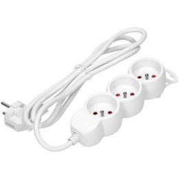 Przedłużacz 3x2P+Z,1,4m, 3x1mm?, biały