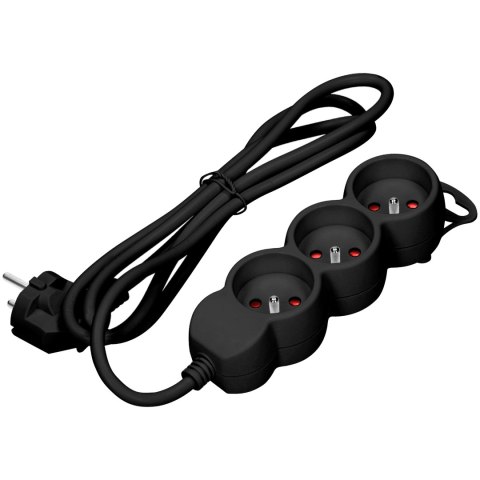 Przedłużacz 3x2P+Z,1,4m, 3x1mm?, czarny
