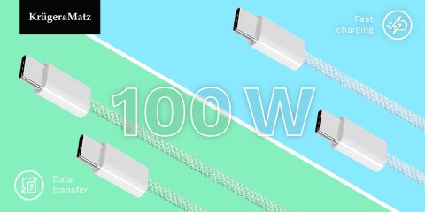 Kabel USB typu C - USB typu C 100 W 1 m niebieski Kruger&Matz Basic Kabel USB typu C - USB typu C 100 W 1 m niebieski Kruger&Matz Basic