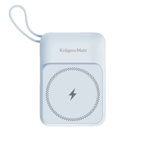 POWER BANK indukcyjny Kruger&Matz 10000 mAh Mag Safe z kablem niebieski POWER BANK indukcyjny Kruger&Matz 10000 mAh Mag Safe z kablem niebieski