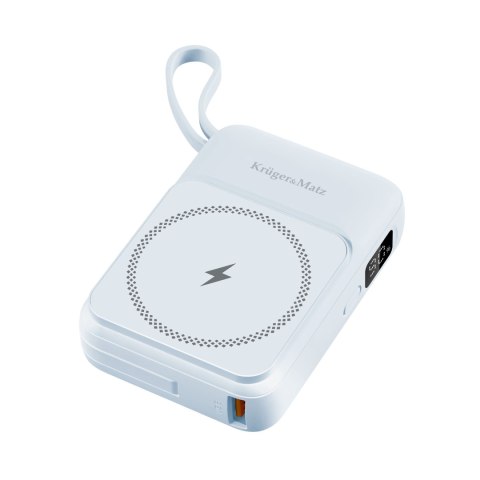 POWER BANK indukcyjny Kruger&Matz 10000 mAh Mag Safe z kablem niebieski POWER BANK indukcyjny Kruger&Matz 10000 mAh Mag Safe z kablem niebieski