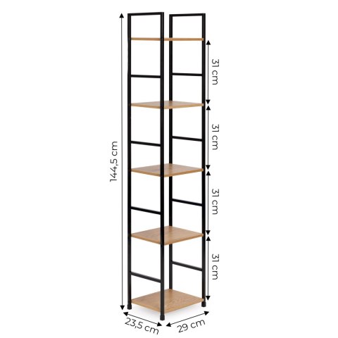 Regał drewniany nowoczesny metalowa rama LOFT 5 półek ModernHome Regał drewniany nowoczesny metalowa rama LOFT 5 półek ModernHome