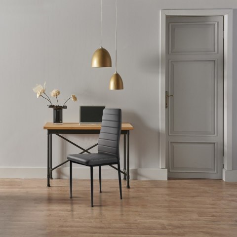 Zestaw krzeseł do jadalni salonu z ekoskóry 4 szt. wysokie oparcie - szare ModernHome Zestaw krzeseł do jadalni salonu z ekoskóry 4 szt. wysokie oparcie - szare ModernHome