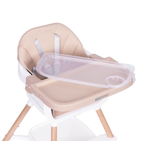 Fotelik krzesełko do karmienia dzieci 2w1 beżowy ECOTOYS Fotelik krzesełko do karmienia dzieci 2w1 beżowy ECOTOYS