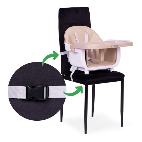 Fotelik krzesełko do karmienia dzieci 2w1 beżowy ECOTOYS Fotelik krzesełko do karmienia dzieci 2w1 beżowy ECOTOYS