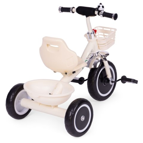 Rowerek trójkołowy antypoślizgowe uchwyty dzwonek koszyk beżowy ECOTOYS Rowerek trójkołowy antypoślizgowe uchwyty dzwonek koszyk beżowy ECOTOYS