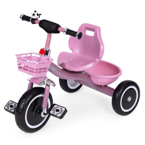 Rowerek trójkołowy antypoślizgowe uchwyty dzwonek koszyk różowy ECOTOYS Rowerek trójkołowy antypoślizgowe uchwyty dzwonek koszyk różowy ECOTOYS