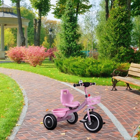 Rowerek trójkołowy antypoślizgowe uchwyty dzwonek koszyk różowy ECOTOYS Rowerek trójkołowy antypoślizgowe uchwyty dzwonek koszyk różowy ECOTOYS