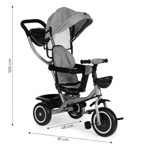 Trójkołowy rowerek spacerówka 2w1 obracane siedzisko składany daszek - szary ECOTOYS Trójkołowy rowerek spacerówka 2w1 obracane siedzisko składany daszek - szary ECOTOYS